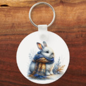 Gezellige winter wenst een grappig speciaal konijn sleutelhanger (Voorkant)