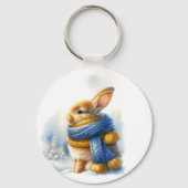 Gezellige winter wenst een grappig speciaal konijn sleutelhanger (Achterkant)