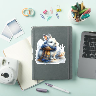 Gezellige winter wenst een grappig speciaal konijn sticker