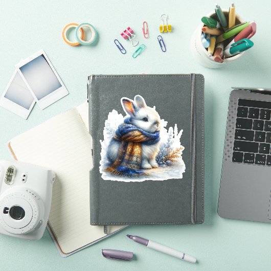 Gezellige winter wenst een grappig speciaal konijn sticker (iPad Cover)