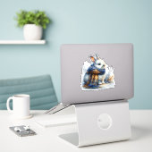 Gezellige winter wenst een grappig speciaal konijn sticker (Laptop op bureau)