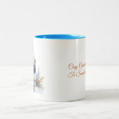 Gezellige winter wenst een grappig speciaal konijn tweekleurige koffiemok (Center)