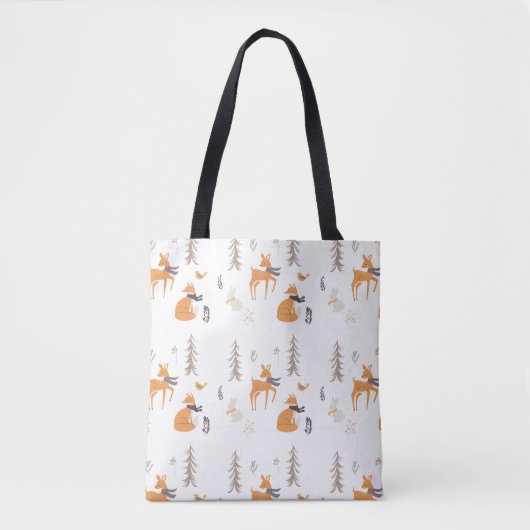 Gezellige Winter Woodland Dieren Folk Art Kerstmis Tote Bag (Voorkant)
