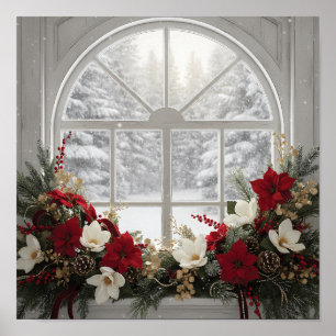 Gezellige Winter Woonkamer Elegante Kerst Kunst Poster