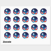 Gezellige winteravond dorpsscène ronde sticker (Vel)