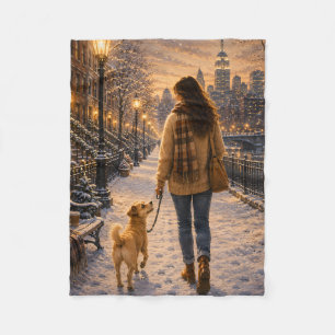 Gezellige winteravondwandeling met mijn beste vrie fleece deken