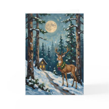 Gezellige winterbos hertenhuis scene