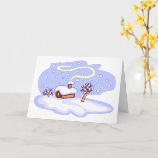 Gezellige wintercabin in besneeuwde landschap met  kaart (Gele Bloem)