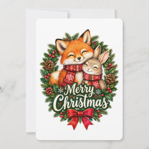 Gezellige Winterclub – Vintage Woodland Kerst Wrea Kaart
