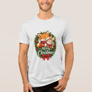 Gezellige Winterclub – Vintage Woodland Kerst Wrea Tri-Blend Shirt
