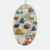 Gezellige Winterdorp Kunst Keramisch Ornament (Rechts)