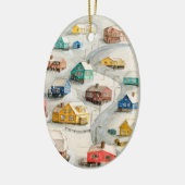 Gezellige Winterdorp Kunst Keramisch Ornament (Links)