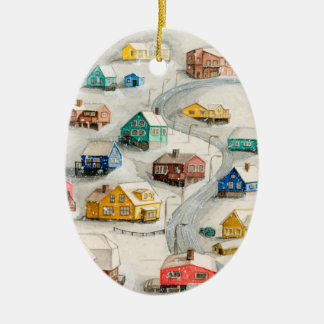 Gezellige Winterdorp Kunst Keramisch Ornament