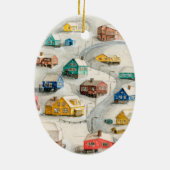 Gezellige Winterdorp Kunst Keramisch Ornament (Achterkant)
