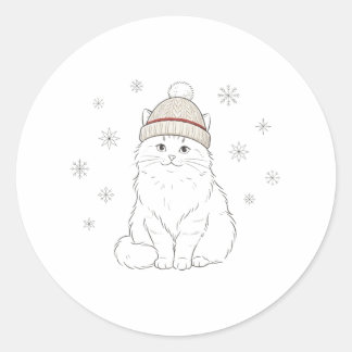 Gezellige Winterhoed Kerstmis Kat Sticker