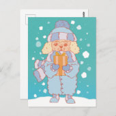 Gezellige winterhond briefkaart (Voorkant / Achterkant)