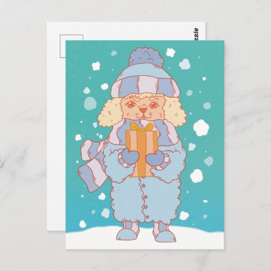 Gezellige winterhond briefkaart (Voorkant / Achterkant)