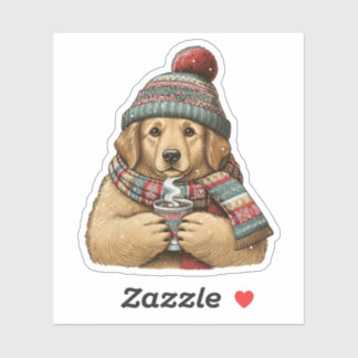 Gezellige Winterhond Cocoa Sticker