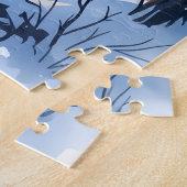 Gezellige winterhut in de besneeuwde Bossen Legpuzzel (Zijkant)