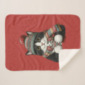 Gezellige Winterkatten Cocoa Sherpa Deken (Voorkant (horizontaal))