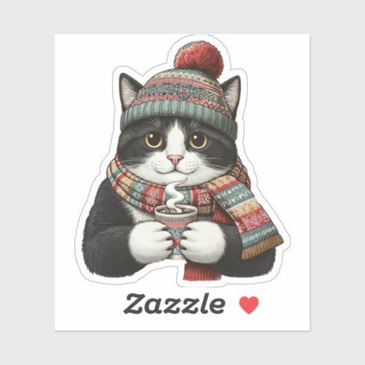 Gezellige Winterkattenkoco Sticker (Vel)