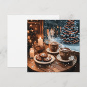 Gezellige winterkroeg met warme chocolade en koekj feestdagenkaart (Voorkant / Achterkant)