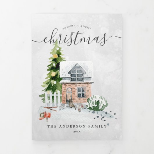 Gezellige wintermomenten | Familiefoto's van Kerst Drieluik Uitnodiging (Cover)