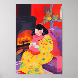 Gezellige winterochtend poster