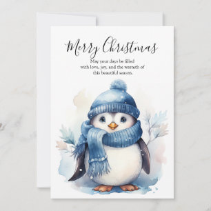 Gezellige Winterpinguïn Feestdagenkaart