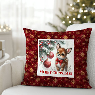 Gezellige winterscène babyhertjes kinderkamer deco kussen