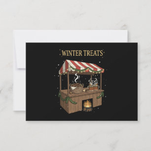 Gezellige Wintertraktaties Kerstmarkt Kraam Bedankkaart