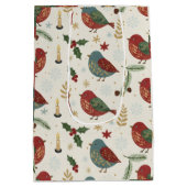 Gezellige wintervakantie Robin Bird en bessen patr Medium Cadeauzakje (Achterkant)