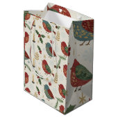 Gezellige wintervakantie Robin Bird en bessen patr Medium Cadeauzakje (Achterkant Gekanteld)