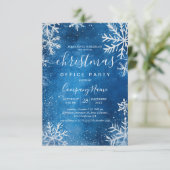 Gezellige Witte Sneeuwvlokken Blauwe Kerst Kantoor Kaart (Staand voorkant)