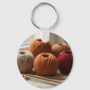 Gezellige wolletjes breien herfsttinten sleutelhanger