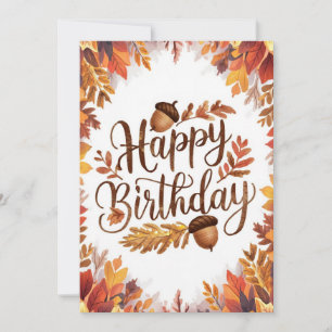 Gezellige Woodland Autumn Herfst Happy Birthday Kaart
