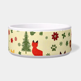 Gezellige Woodland Christmas Cat Bowl - Rustieke d Voerbakje
