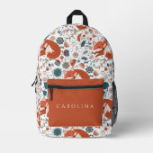 Gezellige Woodland Fox aangepaste naam rugzak (Voorkant)