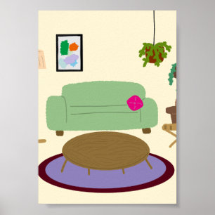 Gezellige woonkamer Interieur voor plantenliefhebb Poster