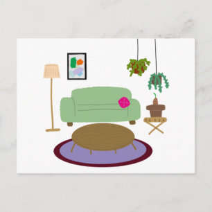 Gezellige woonkamer Plantenliefhebber Huisdecorati Briefkaart