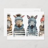 Gezellige zebra's briefkaart (Voorkant / Achterkant)
