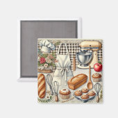 Gezellige zelfgemaakte bakscène met Schort Magneet (Voorkant / Achterkant)