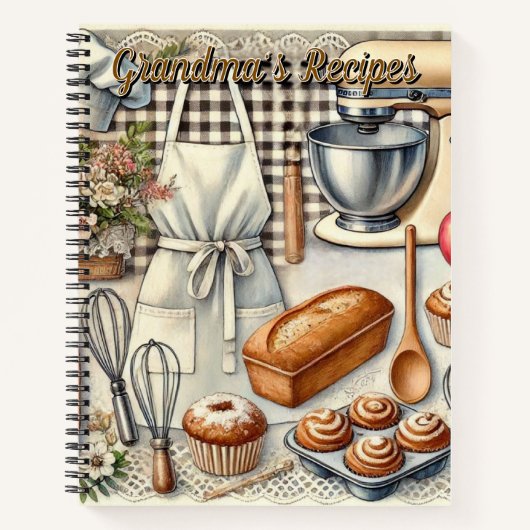 Gezellige zelfgemaakte bakscène met Schort Notitieboek (Voorkant)
