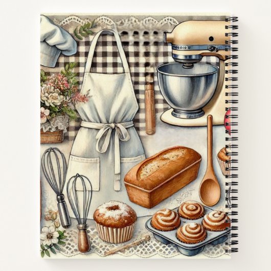 Gezellige zelfgemaakte bakscène met Schort Notitieboek (Achterkant)