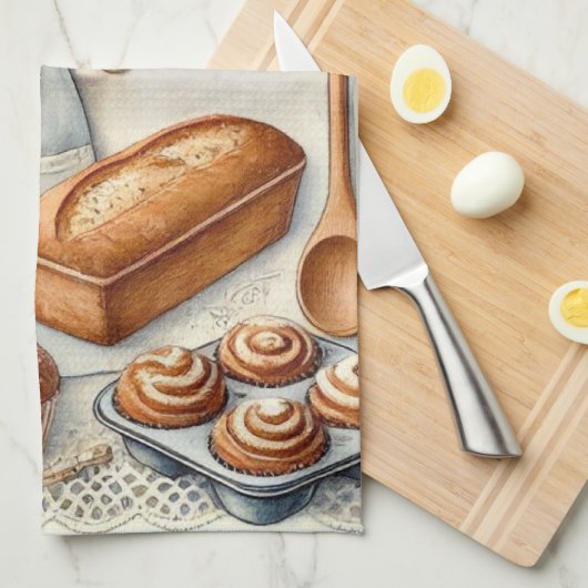 Gezellige zelfgemaakte bakscène met Schort Theedoek (Quarter Fold)