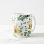 Gezellige Zomer Zonnebloem Gele Bloemen Tuin Koffiemok (Voorkant rechts)