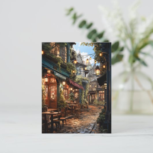 Gezellige zomersteeg briefkaart (Staand voorkant)