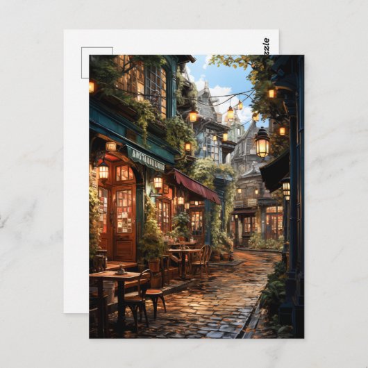 Gezellige zomersteeg briefkaart (Voorkant / Achterkant)