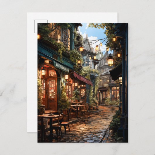 Gezellige zomersteeg uitnodiging briefkaart (Voorkant / Achterkant)