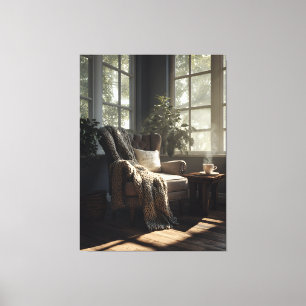 Gezellige Zonnige Stoel Hoekje Canvas Afdruk